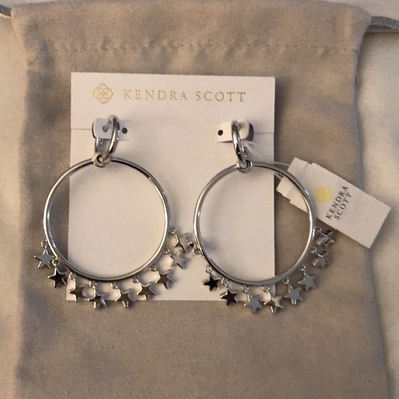 Kendra Scott Sloane Silver Tone Star Open Frame Convertible Hoop Earrings NWT - Picture 13 of 13